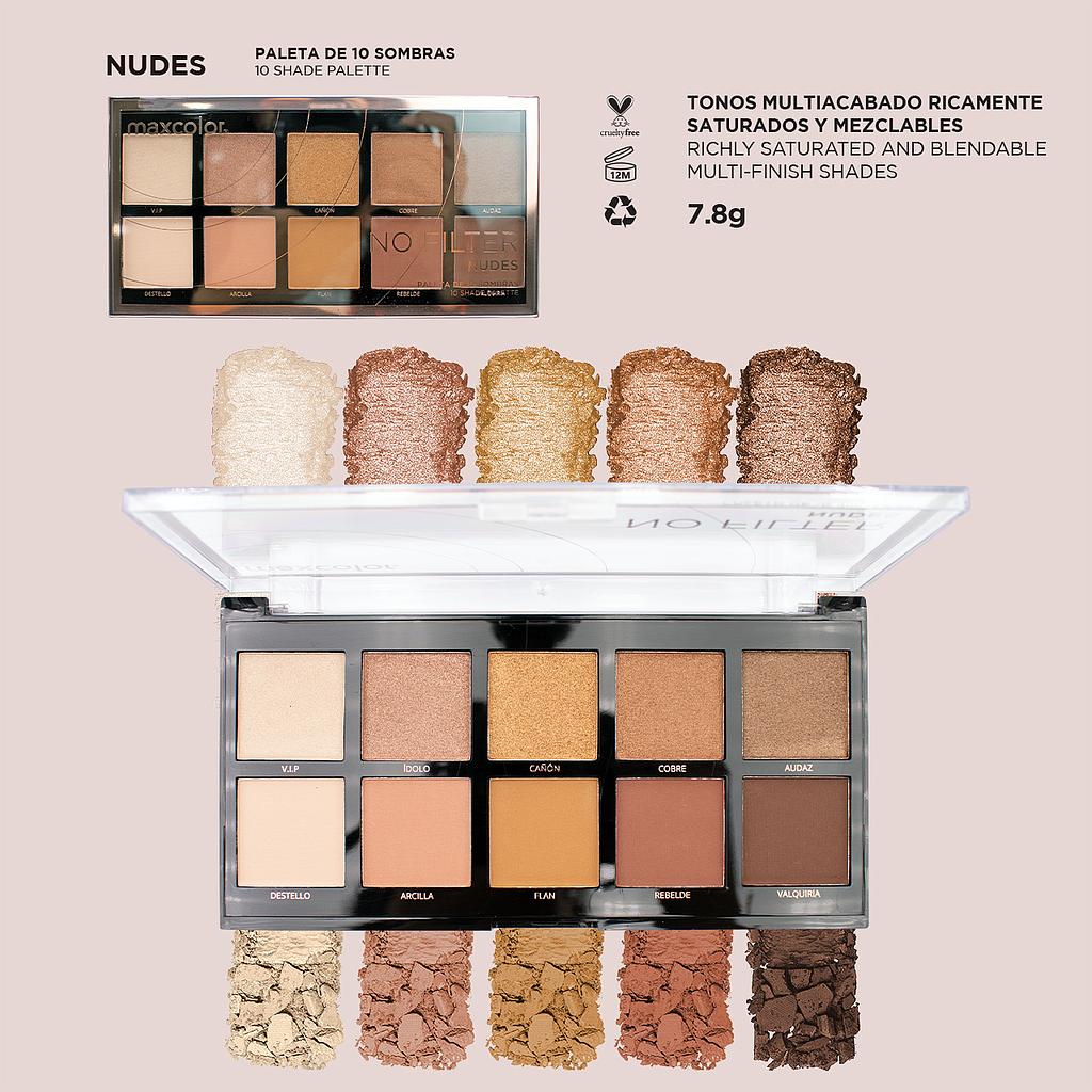 PALETA DE SOMBRAS NUDES 10 TONOS MAXCOLOR