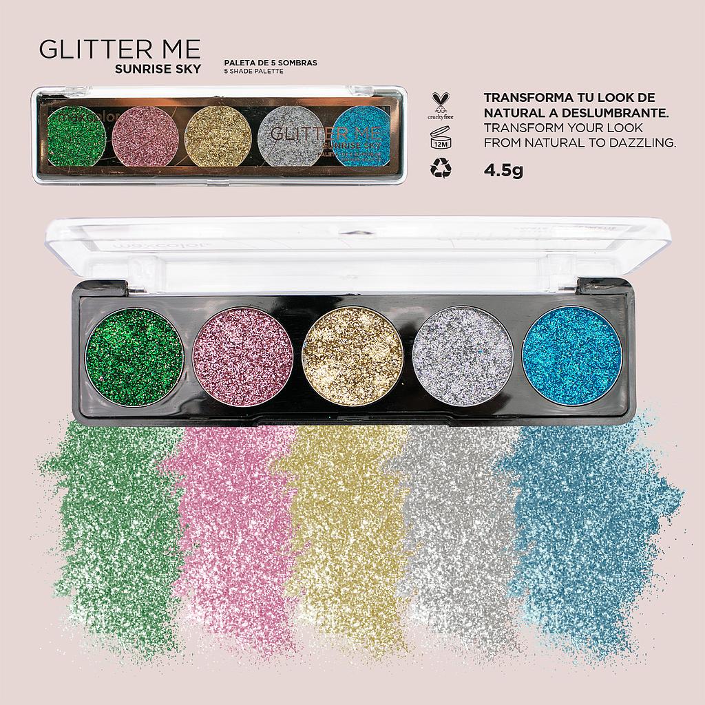 PALETA DE SOMBRAS GLITTER ME SUNRISE SKY 5 TONOS MAXCOLOR