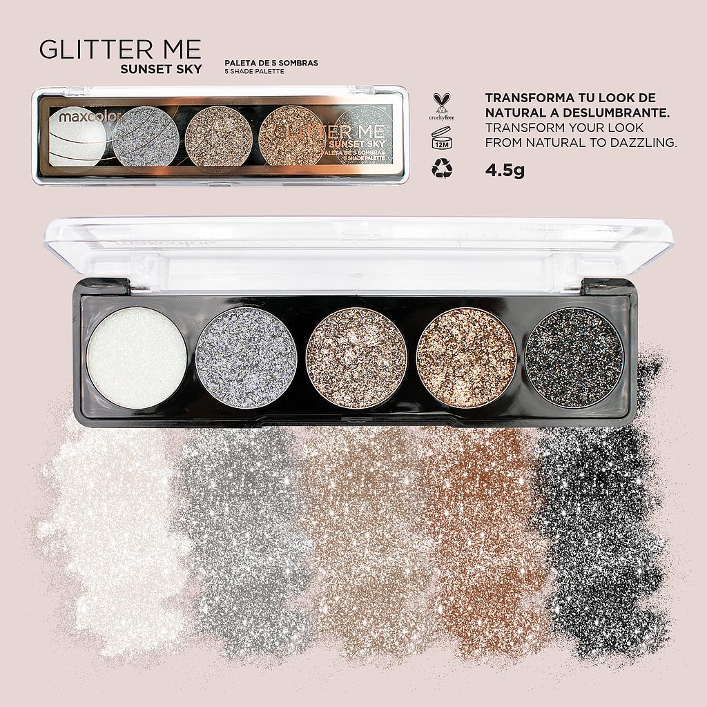 PALETA DE SOMBRAS GLITTER ME SUNSET SKY 5 TONOS MAXCOLOR