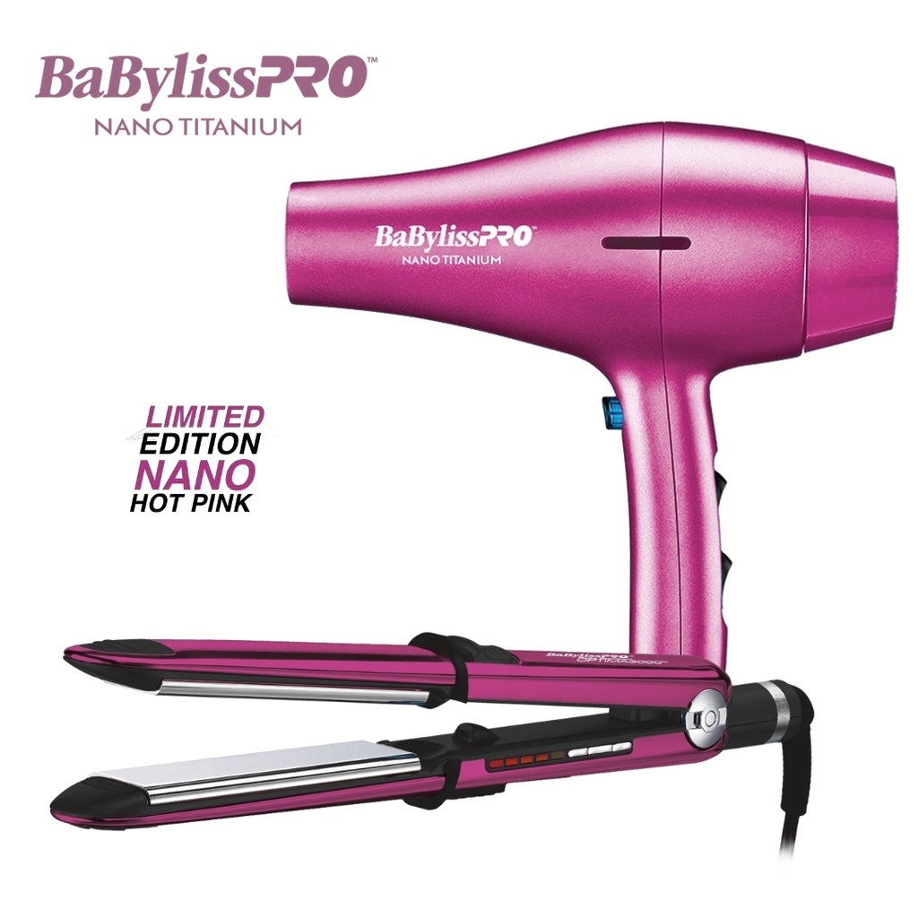 BaBylissPRO® PACK BLOWER 2000 FLAT OPTIMA 1 1/4 Nano Titanium™ PINK