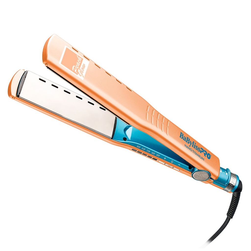 BaBylissPRO® PLANCHA PEACH GLOW VENTED 1 ½ Nano Titanium™ (MELOCOTON Y AZUL)