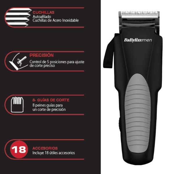 [BABC244UX] BaByLiss For Men PLUS CLIPPER KIT 18 PZA